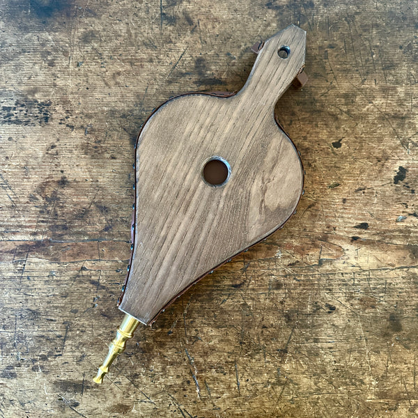 Traditional Brown Leather Fire Bellows - Larger Cross