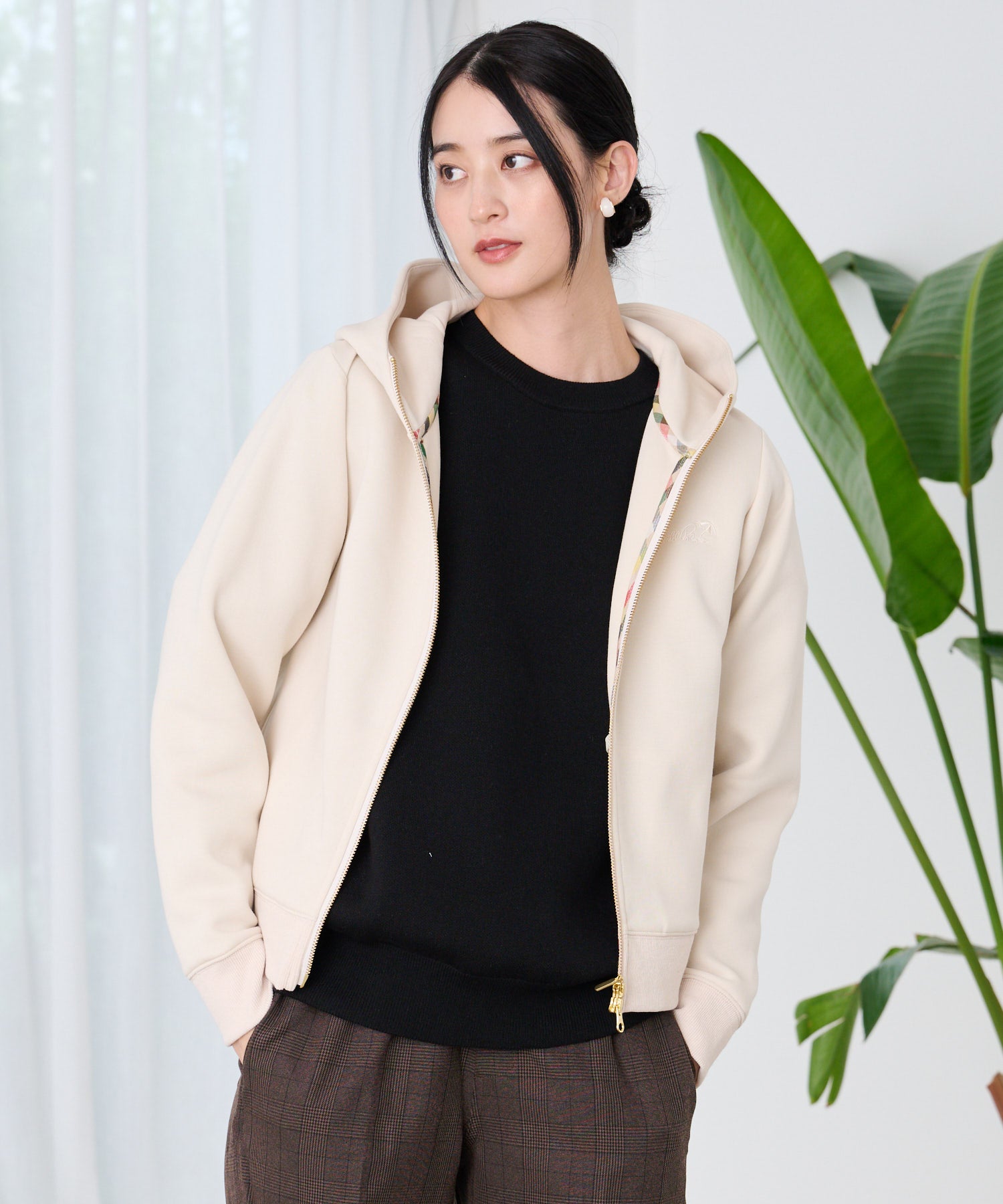 ダンボールニット コンパクトZIPパーカー（パーカー/レディース