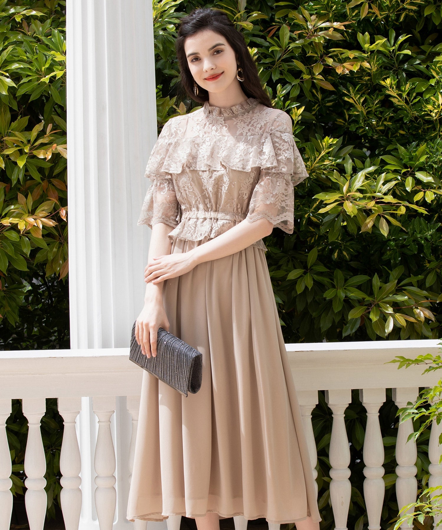 ワンピース 披露宴 結婚式 レース シフォン パーティードレス