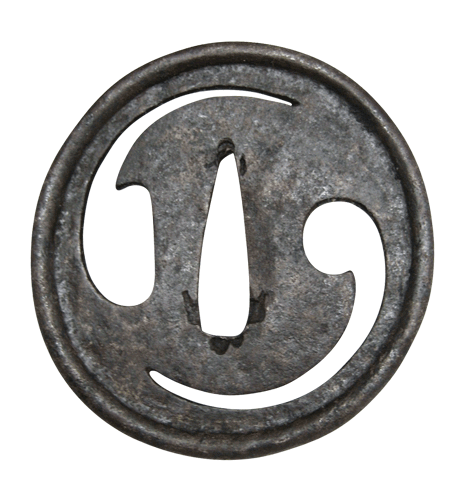 つば 甲冑師 鉄 鍔 鐔 二つ巴 服部美術刀剣店 katana 刀装具 tsuba