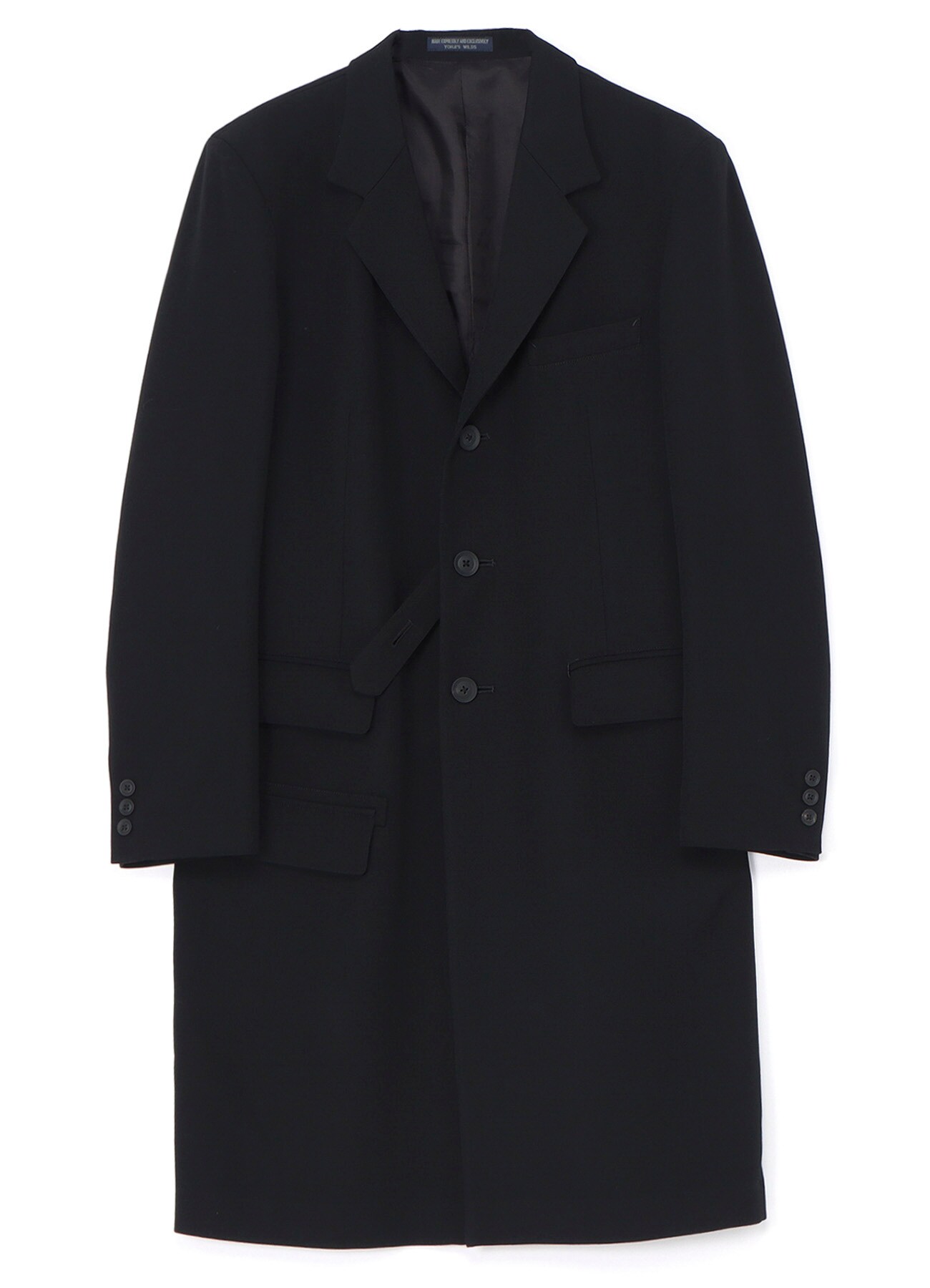 Re ARMY GABARDINE S-3BS NOTCHED LAPEL LONG JACKET(XS Black