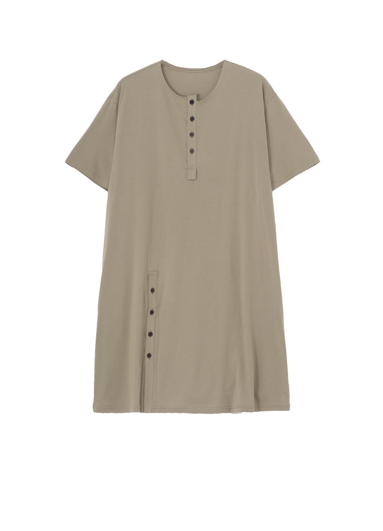 COMBED JERSEY HENRY NECK SHORT SLEEVE T(FREE SIZE KHAKI): Vintage