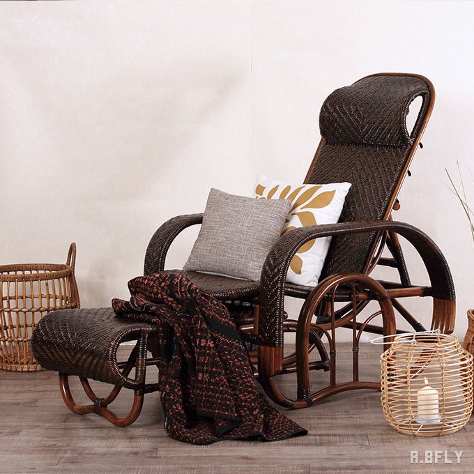 フランスアンティーク籐ラタンチェア/1人掛けソファ/竹バンブーイス90