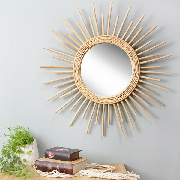 楽天市場】ミラー 幅60cm ラタン 籐 かがみ 鏡 ウォールミラー 壁掛け