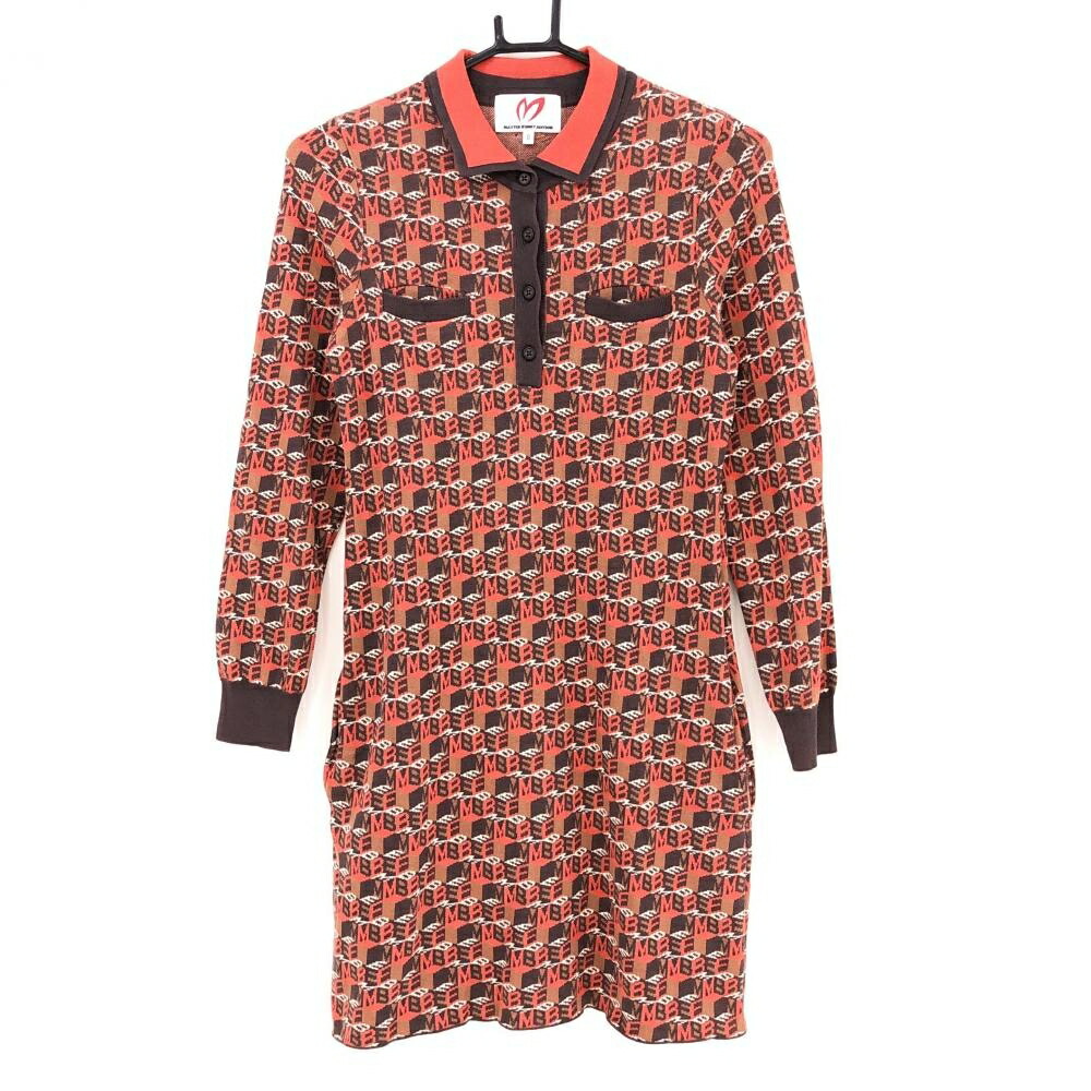 楽天市場】マスターバニー ニットワンピース レッド×ブラウン ロゴ総柄