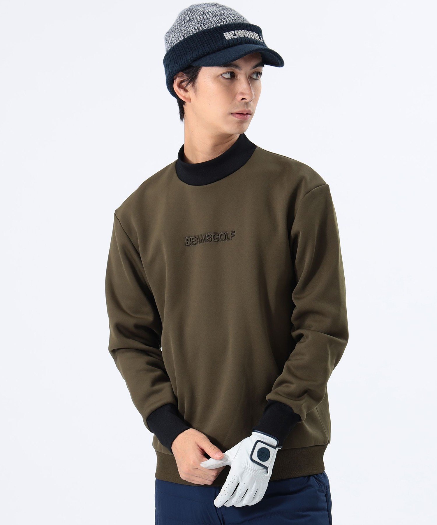 BEAMS GOLF｜ORANGE LABEL / エンボス モックネック プルオーバー