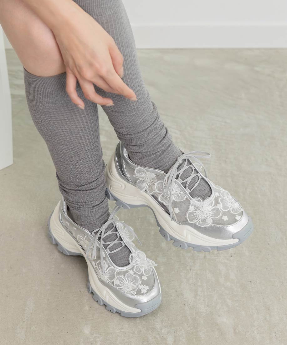 RANDA｜シアーフラワーオープンデザインスニーカー | Rakuten Fashion