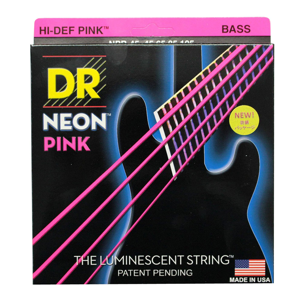 DR NEON Hi-Def PINK MEDIUM NPB-45 エレキベース弦(ネオン弦 ブラック
