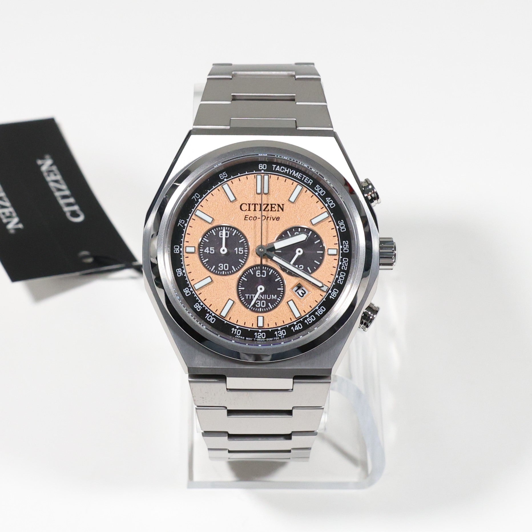 Citizen Zenshin Super Titanium Men's Salmon Dial Chronograph Watch