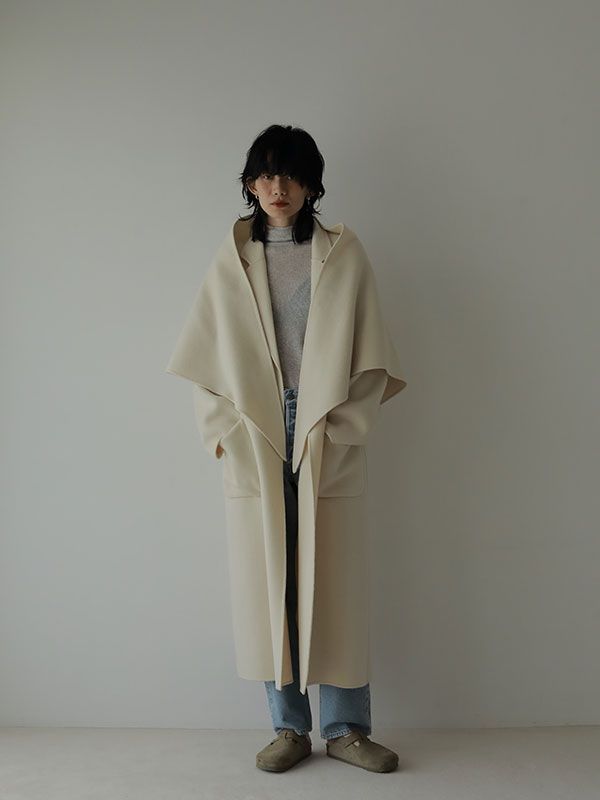 ETRE TOKYO - リバーストールロングコート - IVORY | ADDICT WEB SHOP