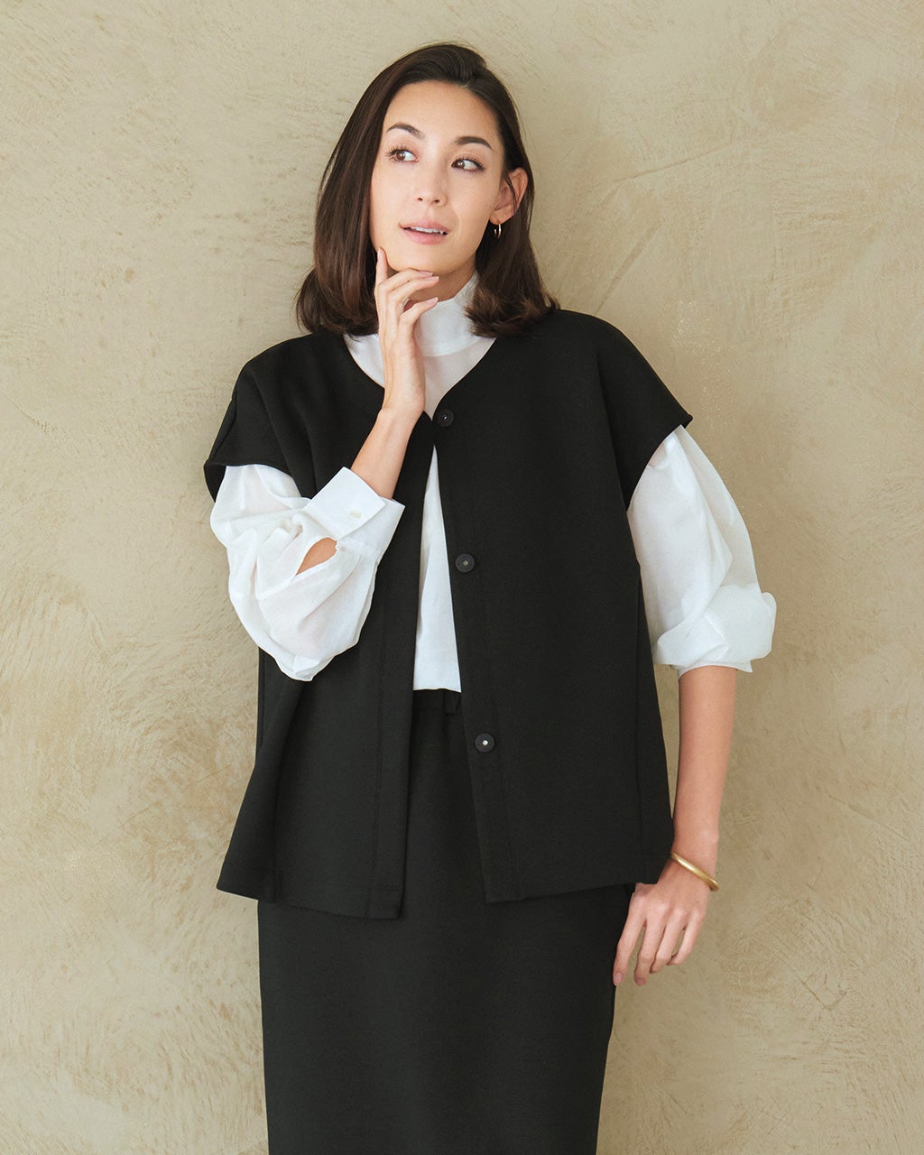 ダンボールニット・ノーカラージレ/DoCLASSE