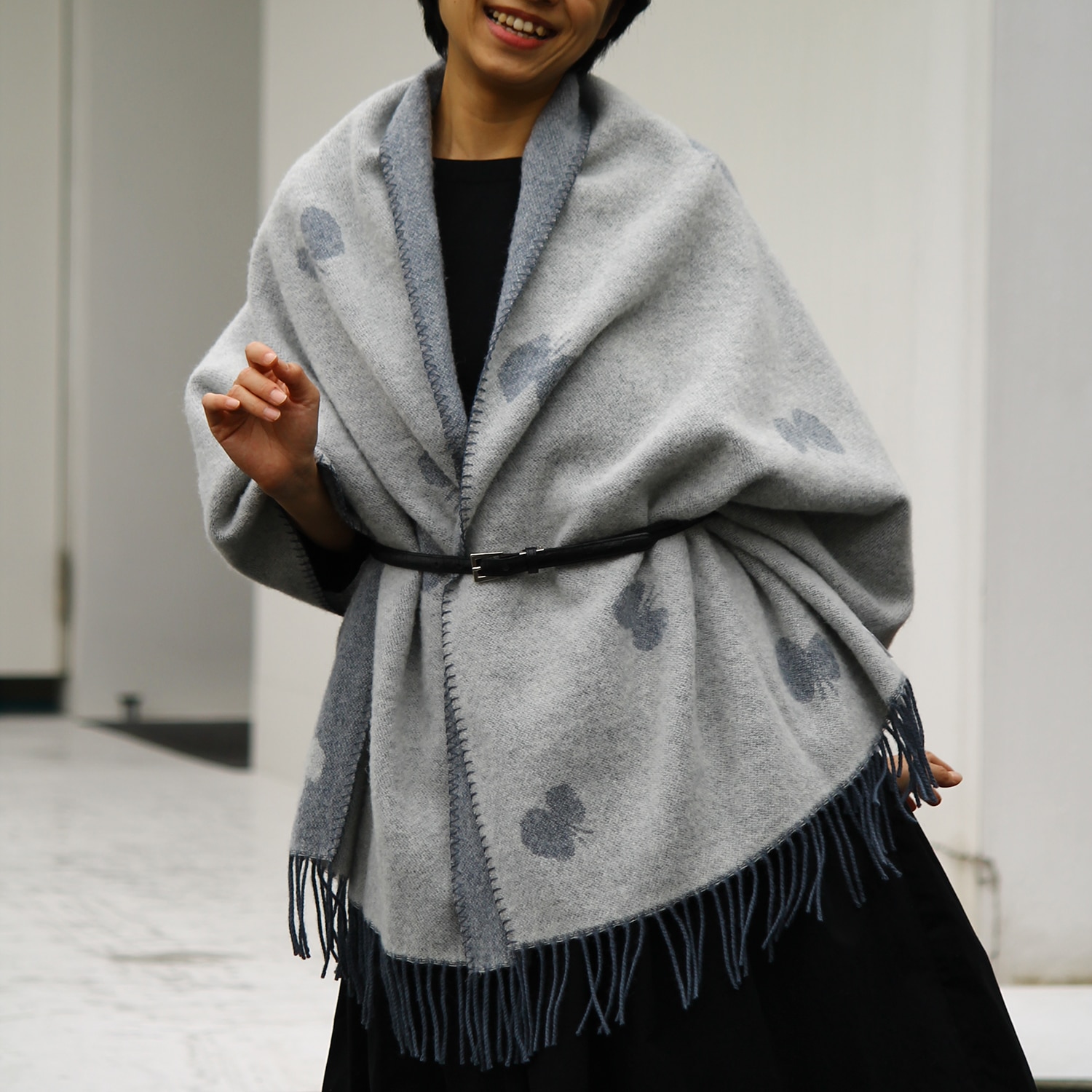 KLIPPAN/クリッパン ストール CHOUCHO ホワイト/ブルーグレー