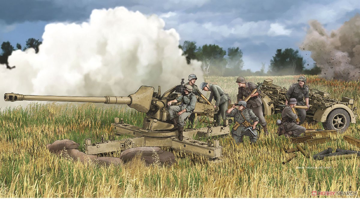 WW.II ドイツ軍88mm対戦車砲 Pak 43/3 L/71 簡易砲架付 アルミ砲身/3D