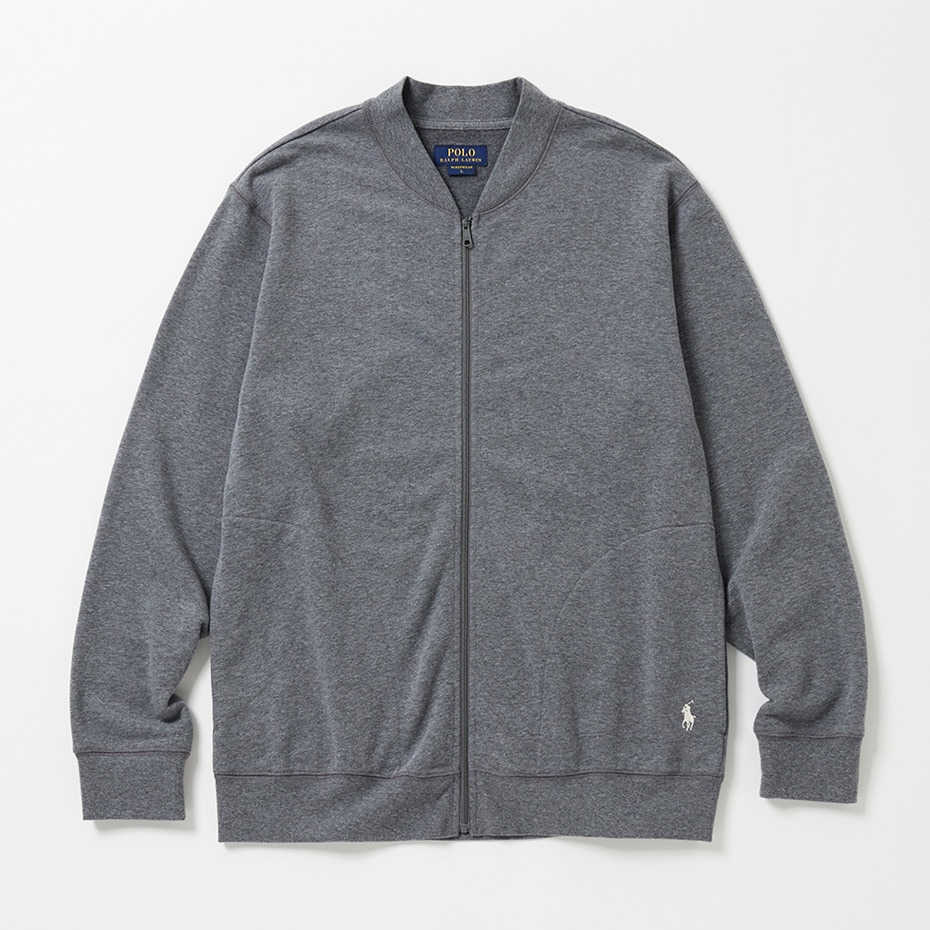 ブラッシュドフリース ジップアップジャケット ヘザーチャコール