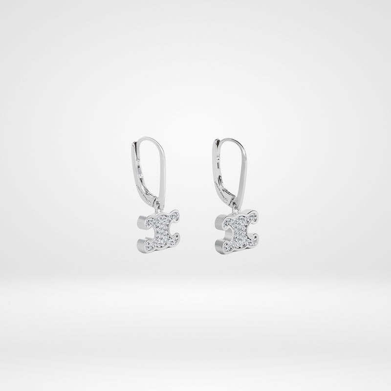 セリーヌ ピアス CELINE TRIOMPHE RHINESTONE EARRINGS メタル