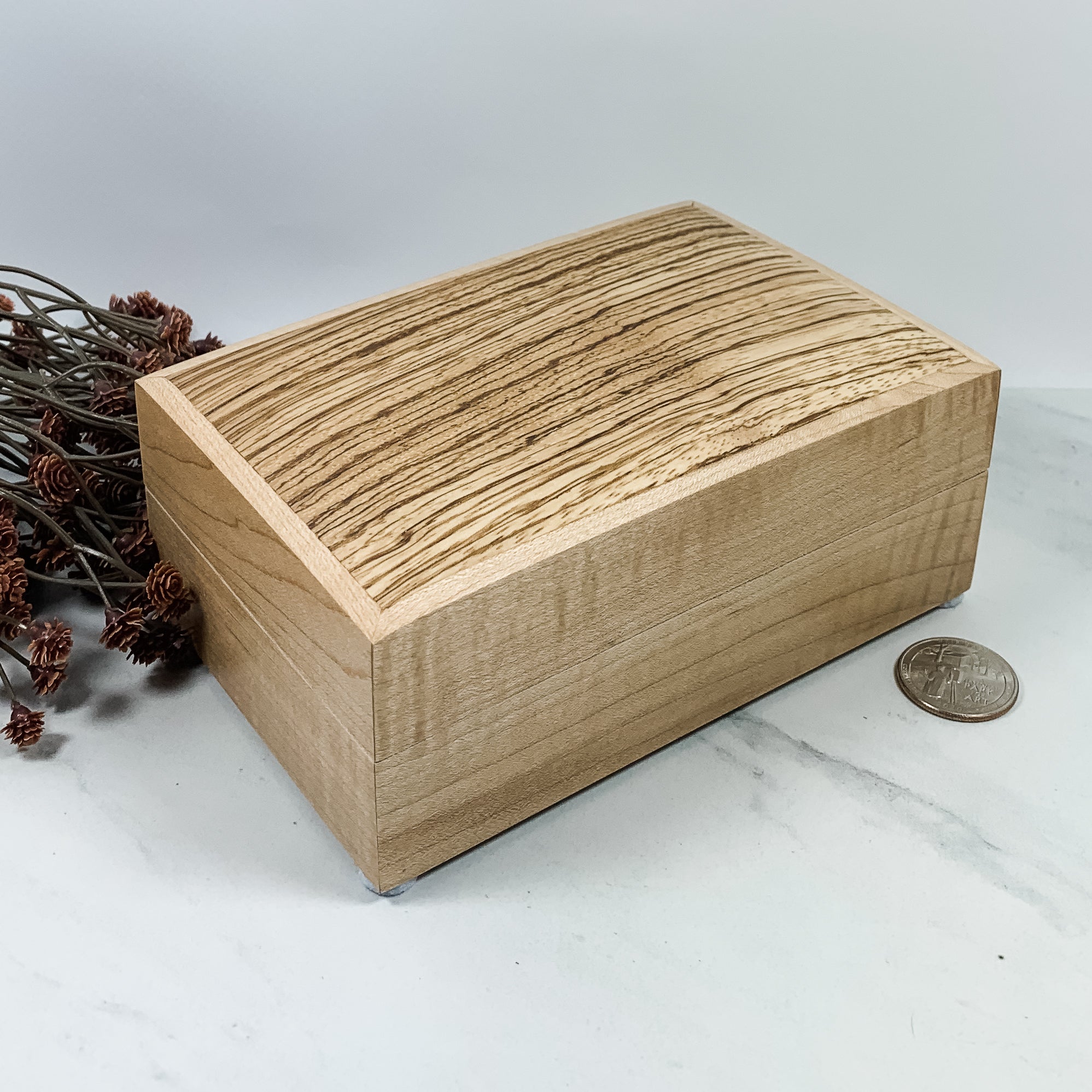 Zebra Wood and Curly Maple Box Keepsake Box-8168 – Myerworks