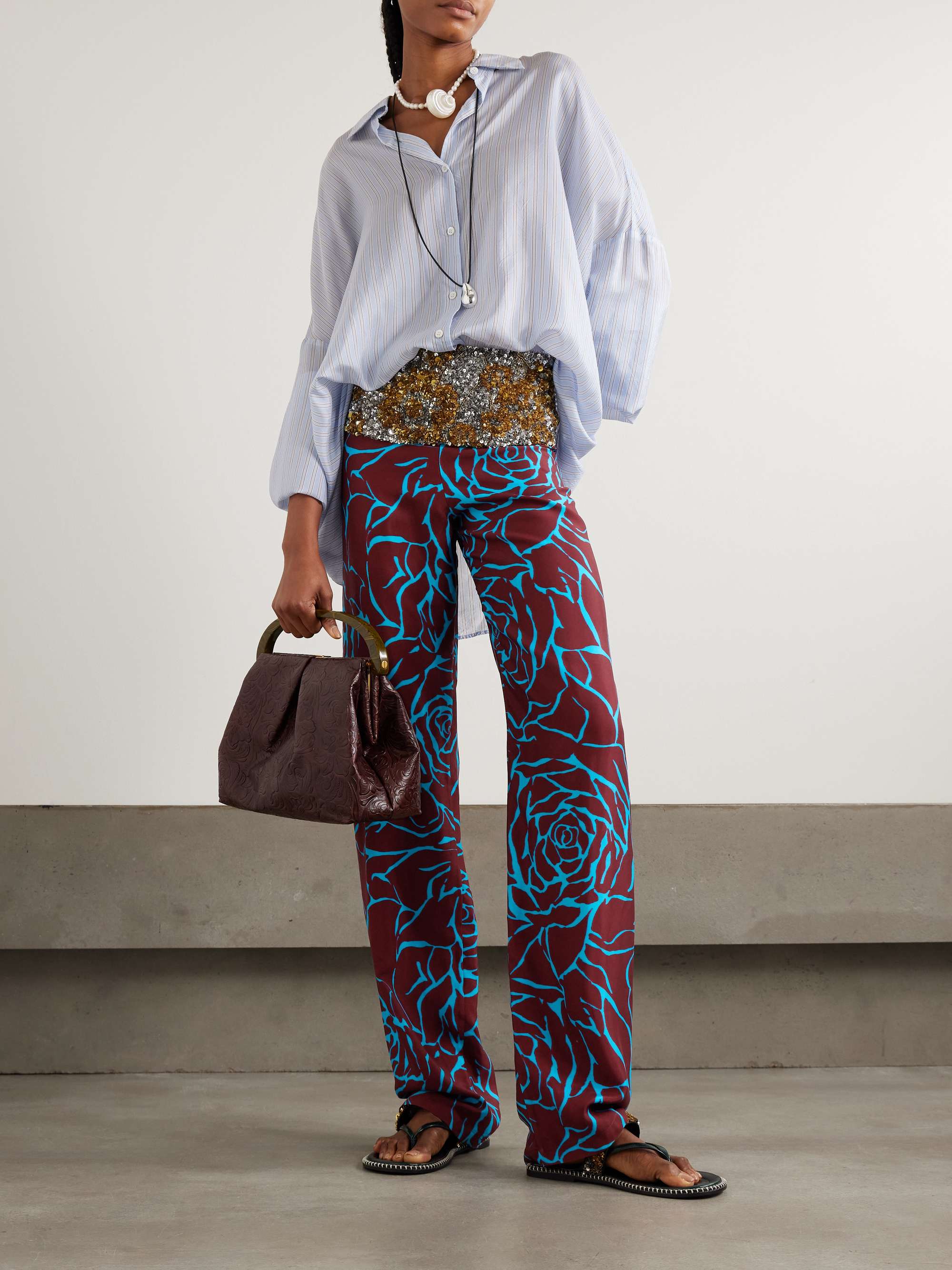 DRIES VAN NOTEN Floral-print crepe straight-leg pants | NET-A-PORTER