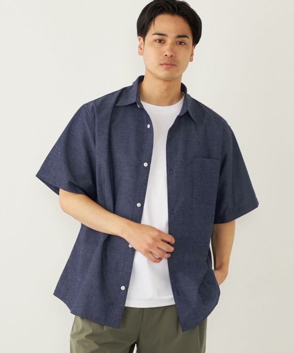 SHIPS Colors:リネン COOLMAX(R) ミックス ショートスリーブ シャツ