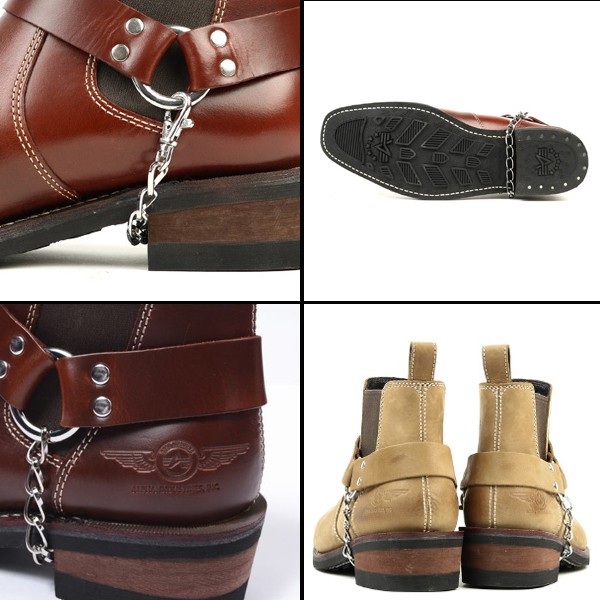 送料無料ALPHA本革バイカーズサイドゴアリングブーツ(グッドイヤー