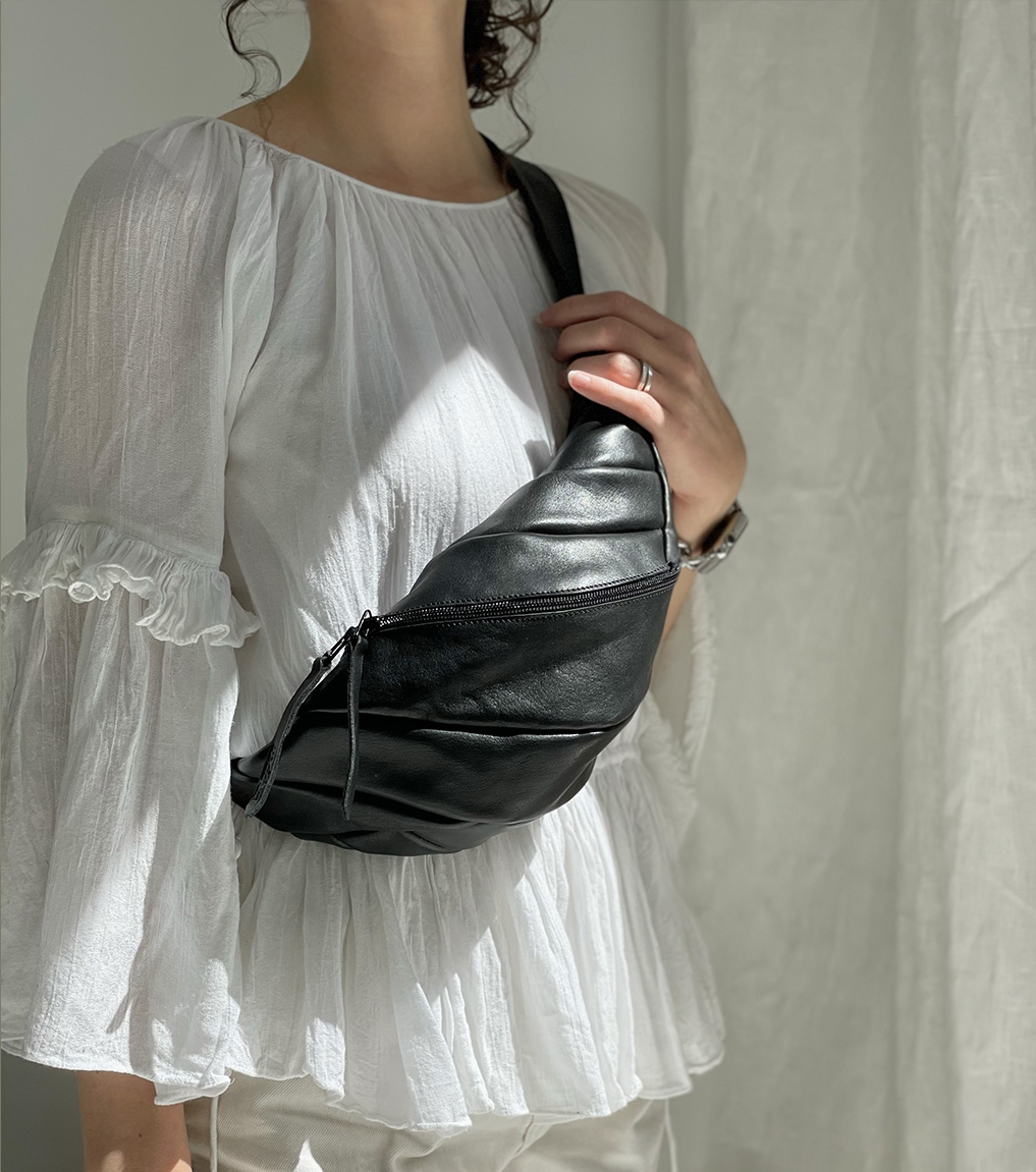 Trippen Snakebelt women's bag in black eco-friendly leather