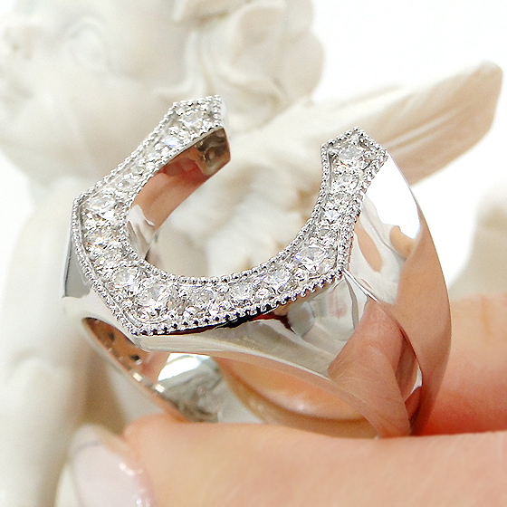 楽天市場】Pt900/K18YG メンズ ホースシュー ダイヤモンド リング