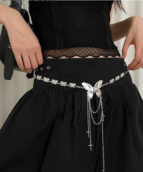 Mayree ベルト 「urge select」Y2K バタフライ シルバー チェーン