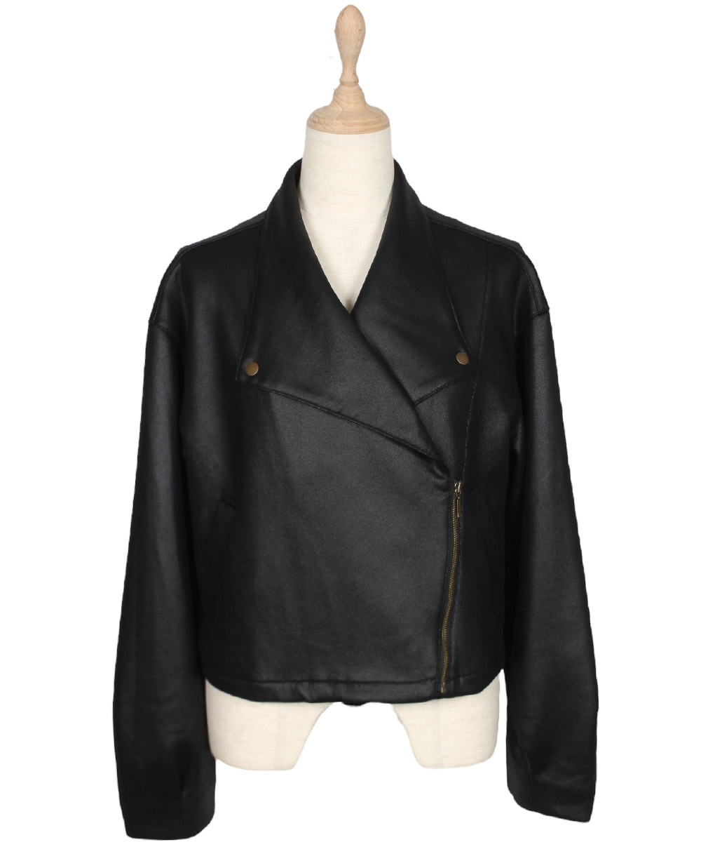 SALE】レザー風ジャージーライダースジャケット - 12Twelve Agenda