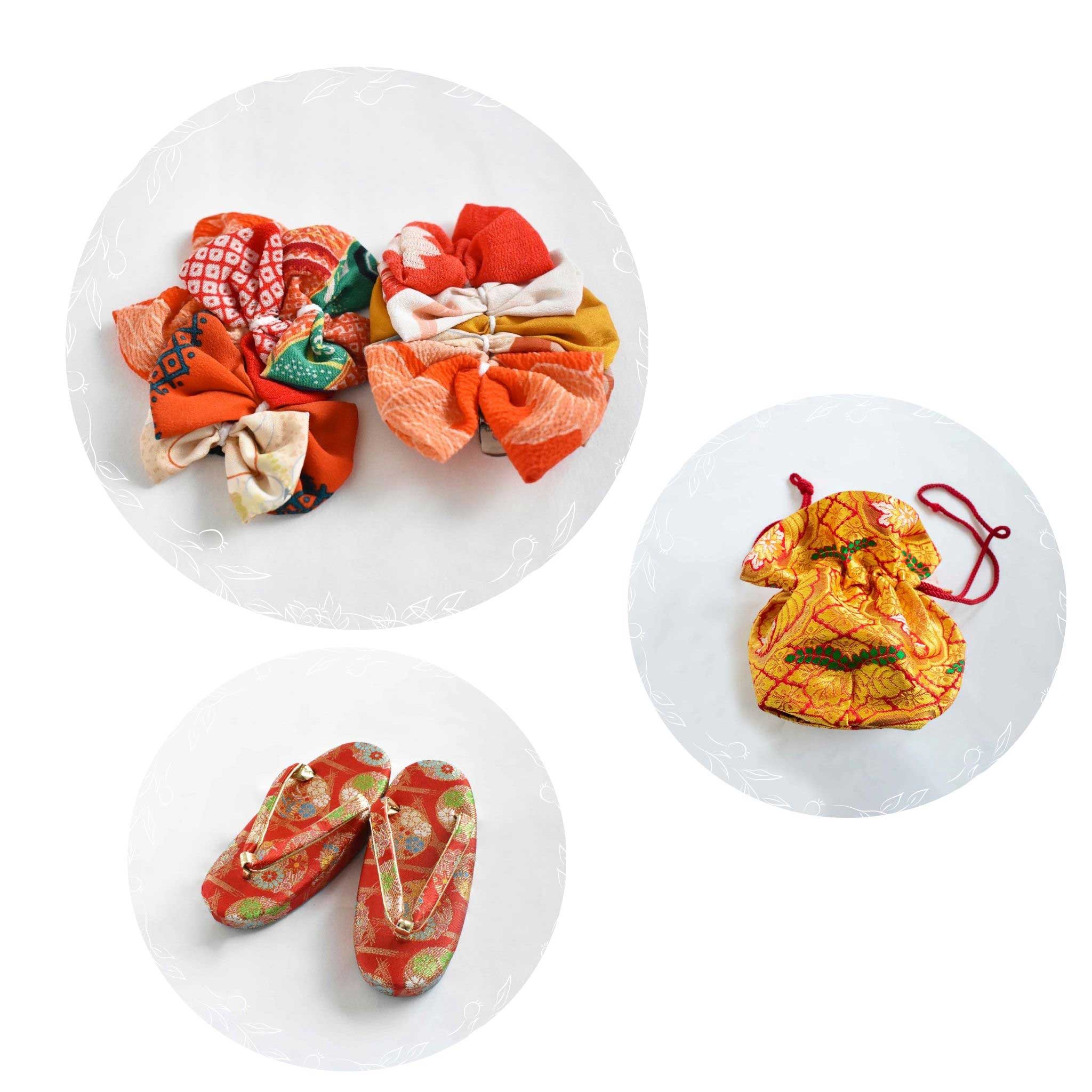 七五三】アンティーク着物 3歳（水色・鶴）セット｜heartmelt