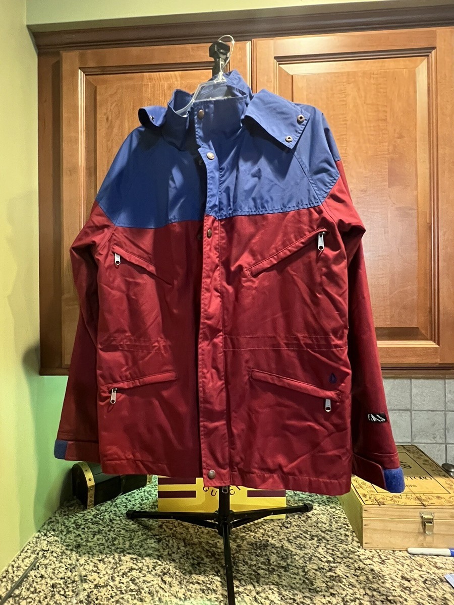 Volcom Jacket Outdoor Costa Mesa CA Full Zip Hiking Red Blue Men's