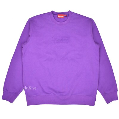 NWT Supreme NY Purple Cutout Box Logo Crewneck Sweatshirt SS20