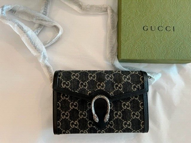 Gucci Dionysus GG Mini Shoulder Bag Cotton Black Denim Handbag