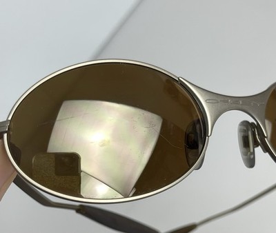 RARE Vintage OAKLEY 90s E Wire Matte Gold Frame Gold Mirror Lenses