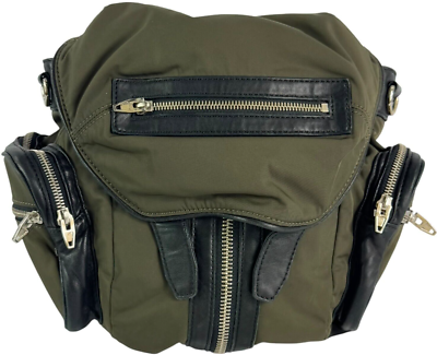 ALEXANDER WANG Military Green Nylon Black Leather Mini Marti