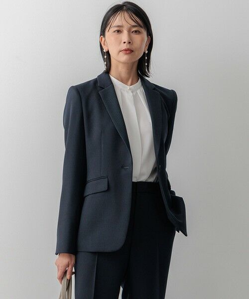 セール】 【洗える】ウールライクカルゼ テーラードジャケット