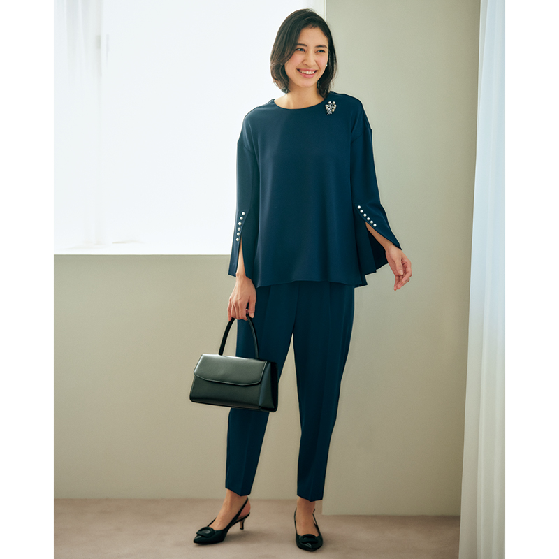 極美品】【chaco】オールインワン パンツドレス 青 ブルー 9号 パンツ