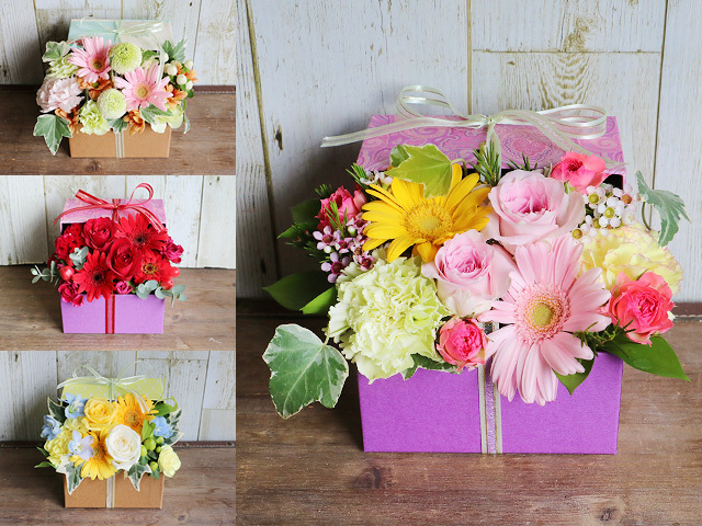 生花】飛び出すフラワーボックス3Dアレンジメント～ガーベラの花言葉は