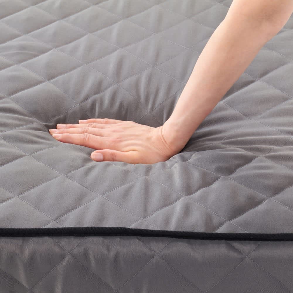 組立不要 立ち座りしやすい折りたたみベッド グレー系「訳あり・外装