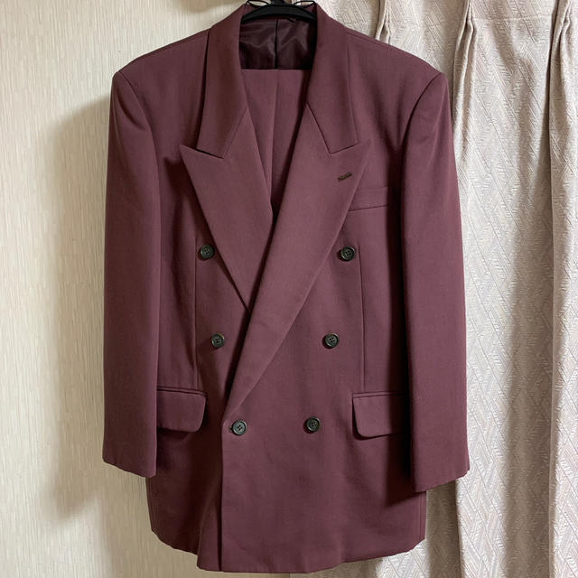 ダブル スーツ ワインレッド 90年代 古着 セットアップ