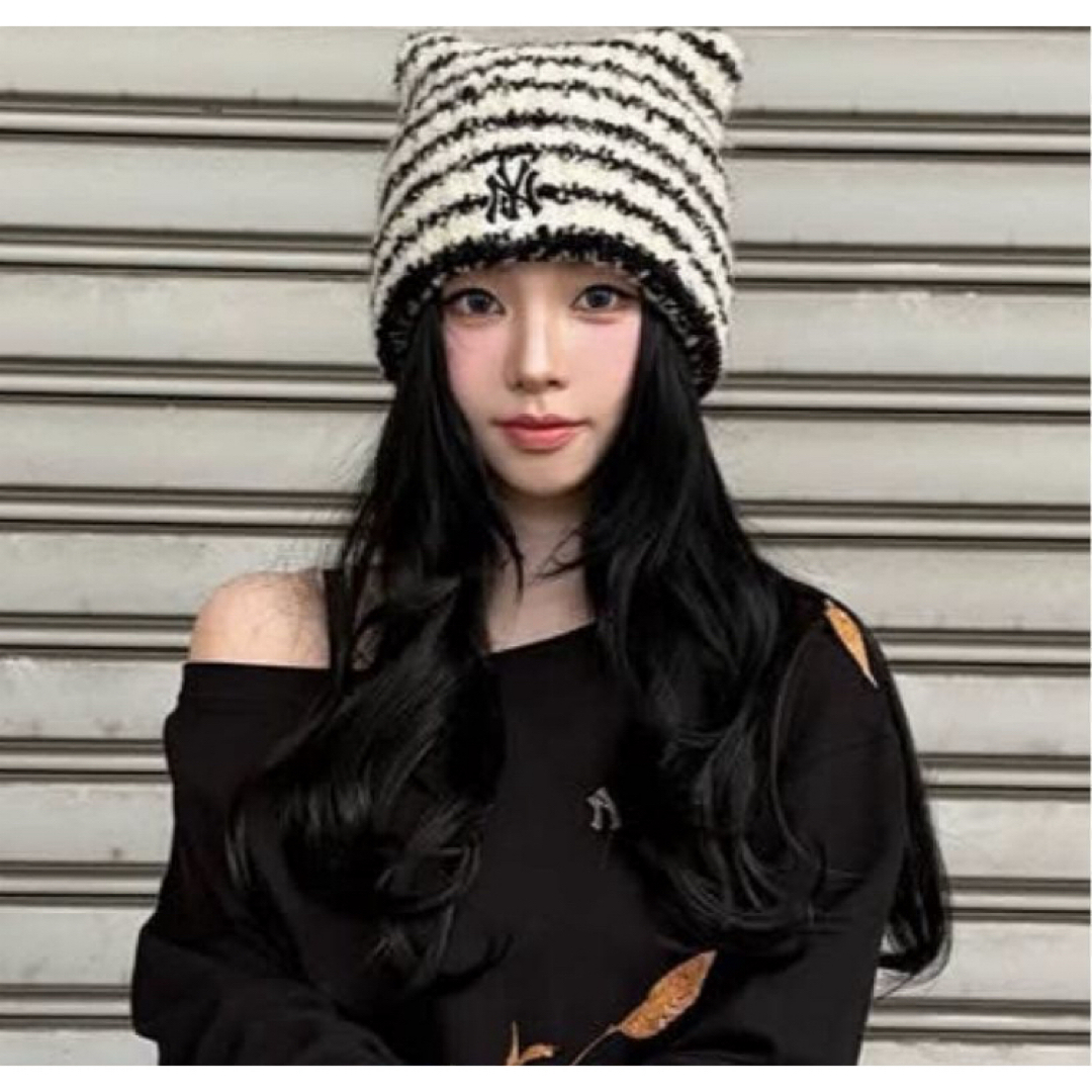 aespa - 韓国限定 MLB カリナ 猫耳 ミャオン ビーニー ニット帽 aespa