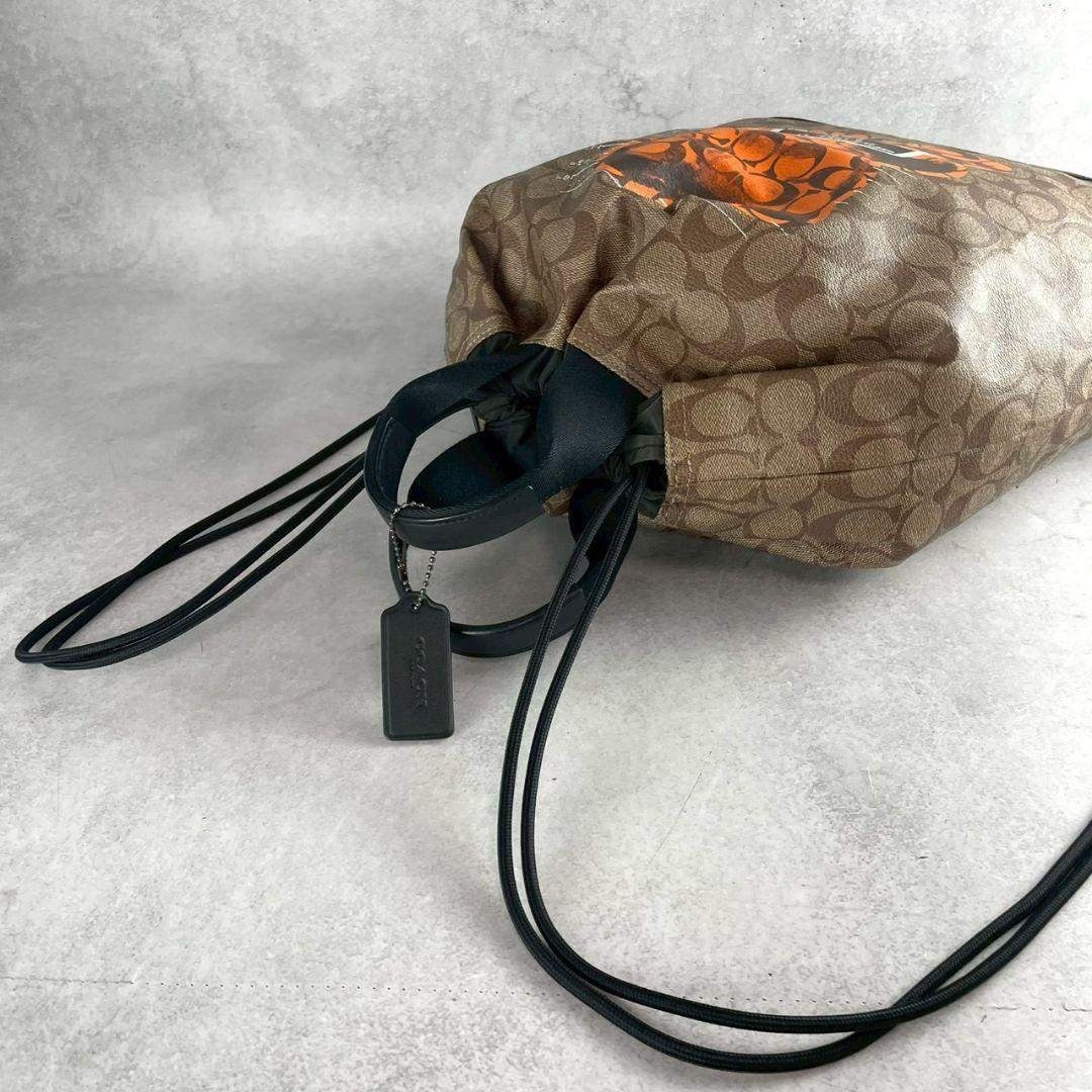 限定 極美品 コーチ ガミーベア バックパック 巾着 レザー PVC A4可 黒