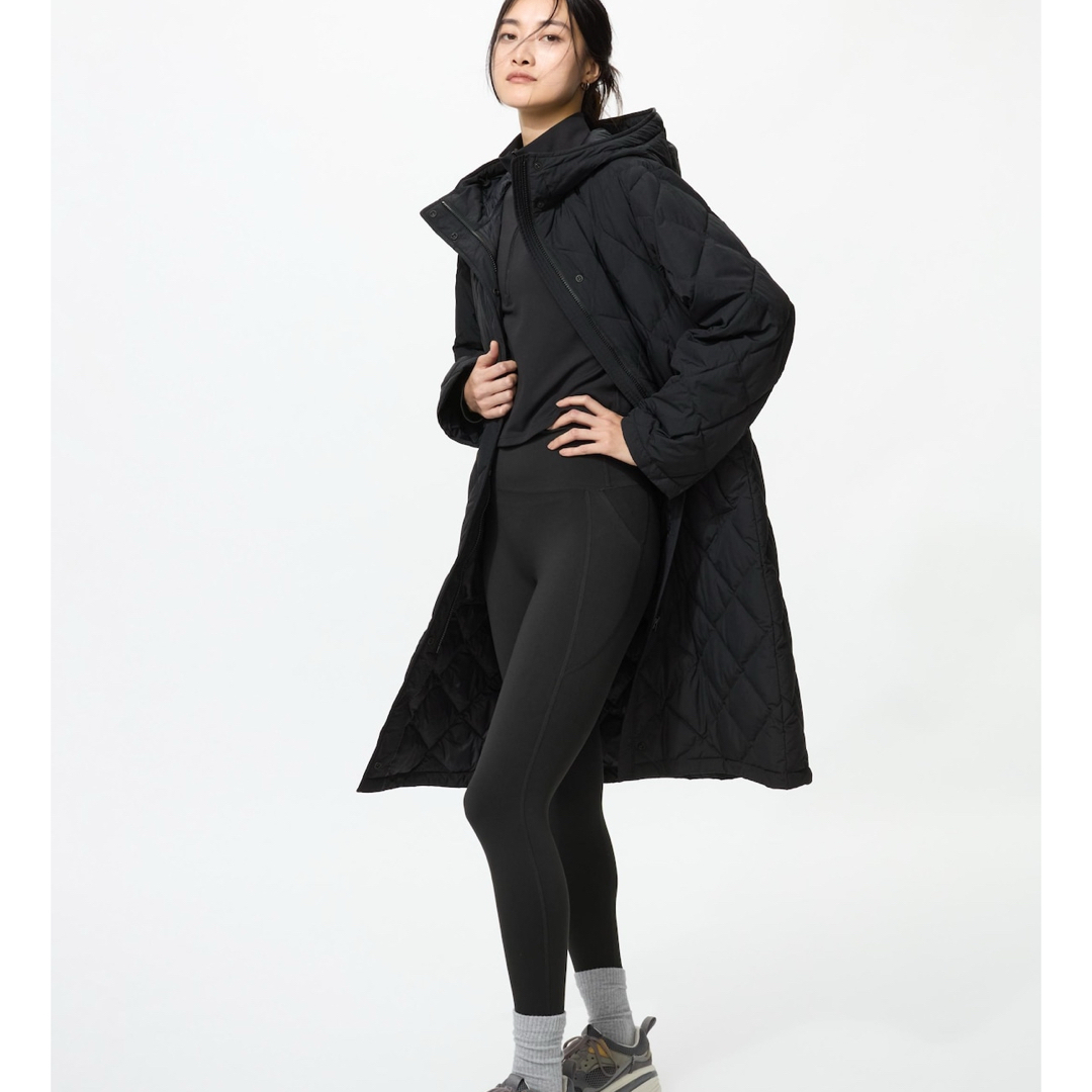 UNIQLO - UNIQLOパフテックロングコートリラックスフィット BLACK L