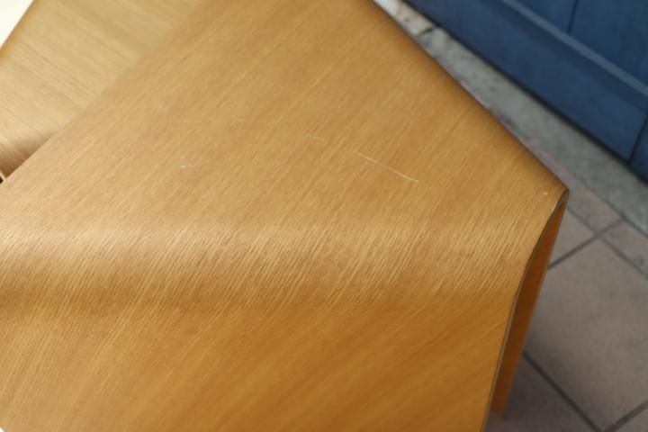 稀少なMUJI(無印良品)の重なるテーブルベンチ・成型合板・オーク材2点