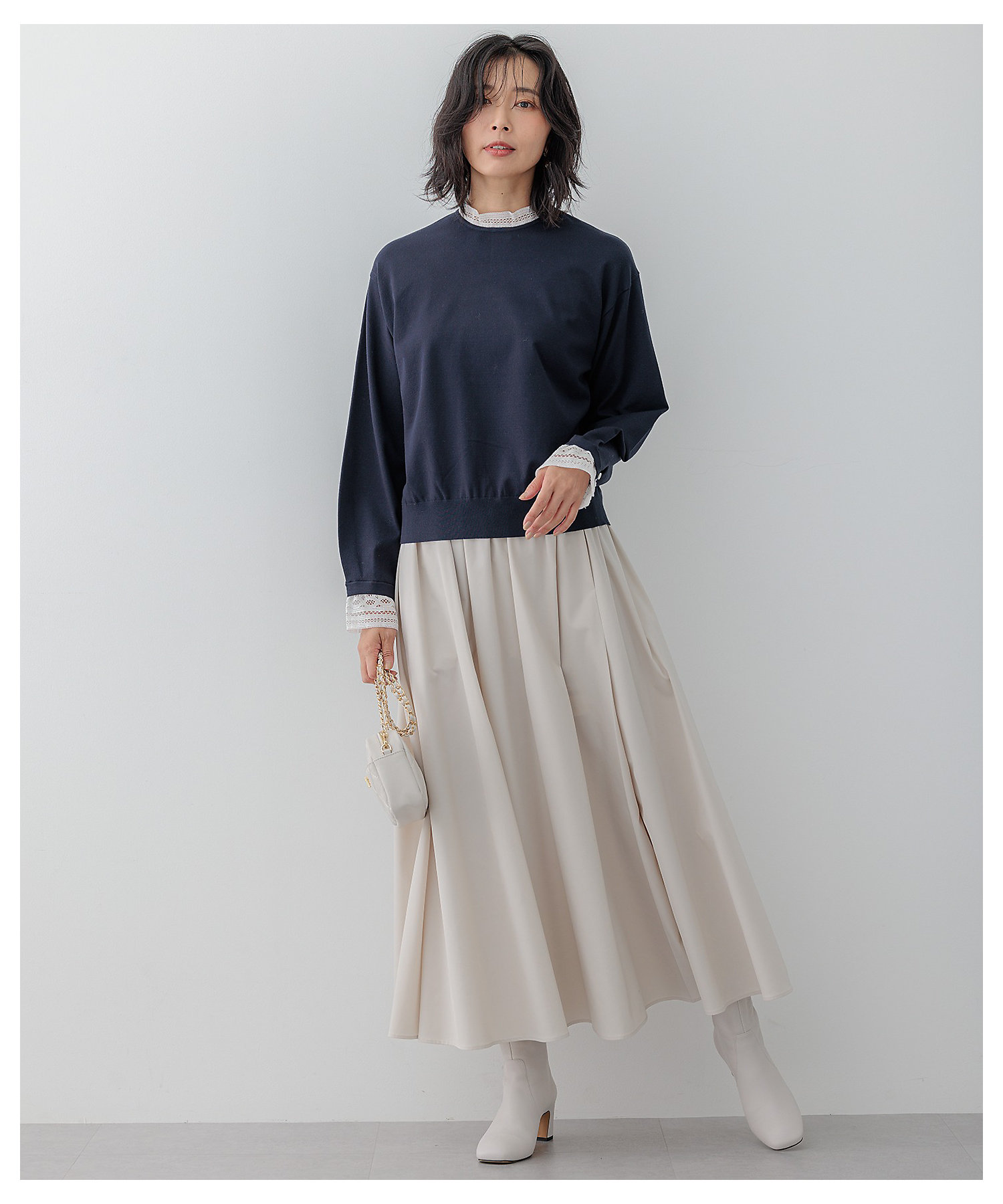 洗える】ブライトタフタ ギャザー スカート（SKWSGS6017