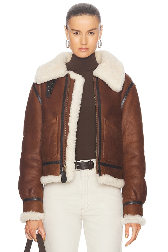 Diesel Shearling Leather Jacket in Pink & Orange | FWRD