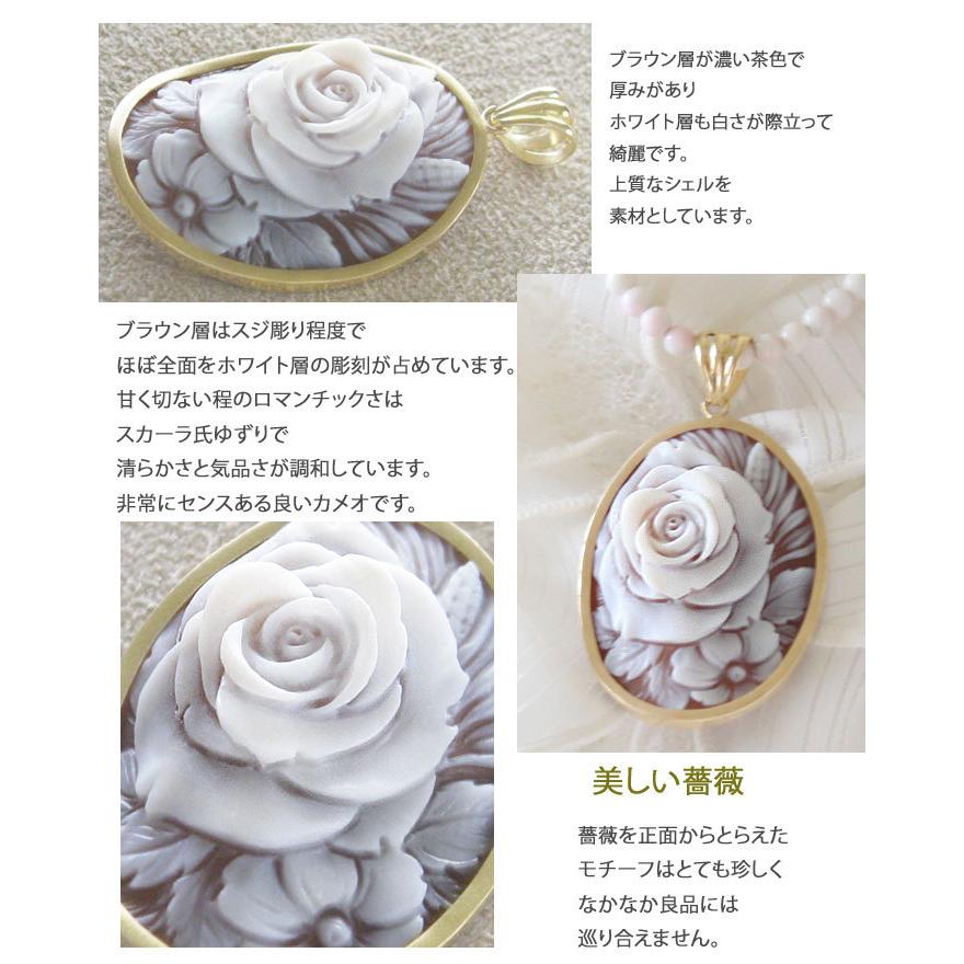 CAMEO（カメオ） 希少な薔薇の正面モチーフ Luciano Giannini作 シェル