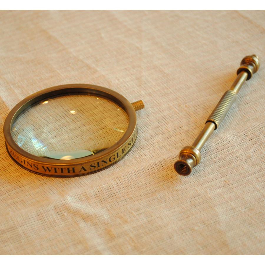 拡大鏡 おしゃれ 真鍮製 ルーペ アンティーク調 虫眼鏡 雑貨