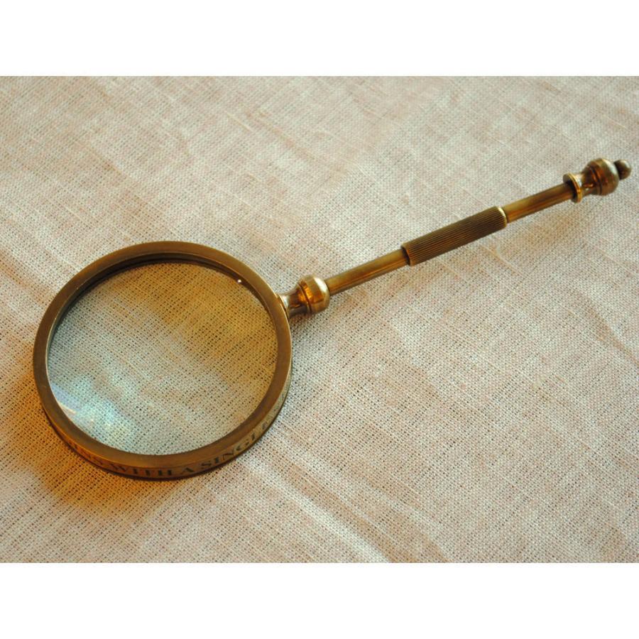 拡大鏡 おしゃれ 真鍮製 ルーペ アンティーク調 虫眼鏡 雑貨