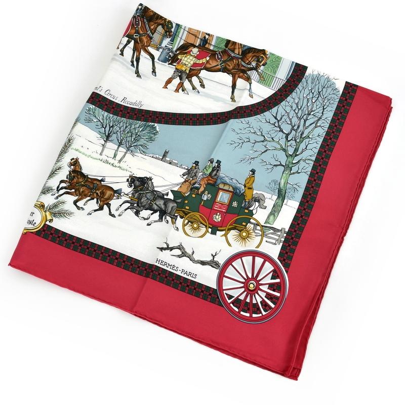 HERMES（エルメス） カレ90 スカーフ 大判 正方形 シルク100% L'HIVER