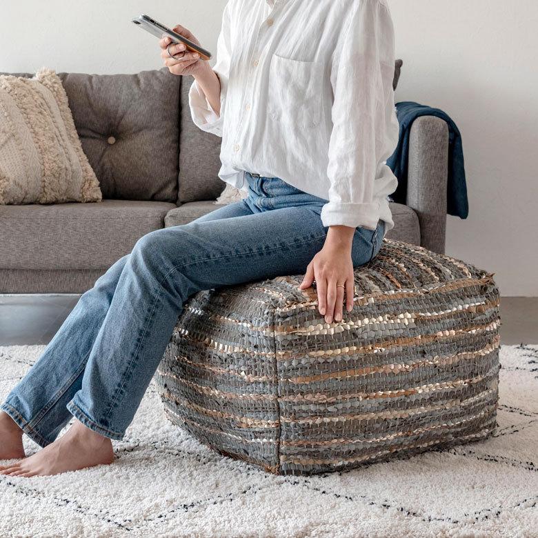 ELEMENTS プフ クッション スツール raha 座いす ビーズクッション