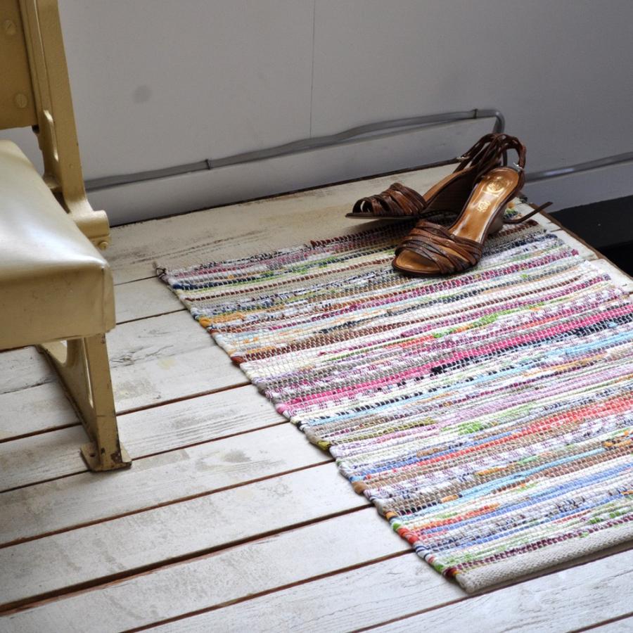 玄関マット 50×70〜80cm ニューチンディー 裂き織り 北欧 ナチュラル